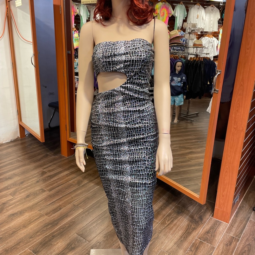 Snake texture silver night dress